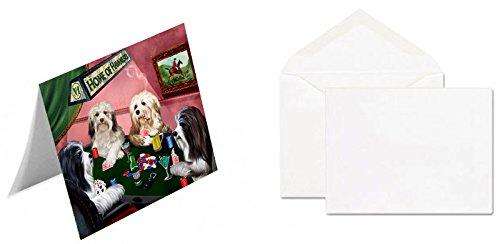 Home of 4 Havanese Dogs Playing Poker Handmade Artwork Assorted Pets Greeting Cards and Note Cards with Envelopes for All Occasions and Holiday Seasons