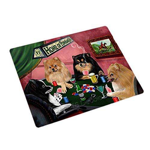 Home of 4 Pomeranian Dogs Playing Poker Large Stickers Sheet of 12