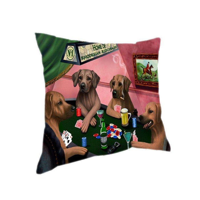 Home of 4 Rhodesian Ridgeback Dogs Playing Poker Pillow