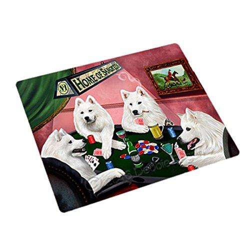 Home of 4 Samoyed Dogs Playing Poker Large Stickers Sheet of 12