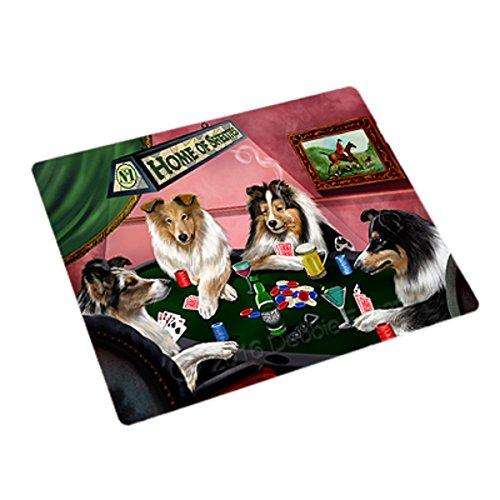 Home of 4 Shelties Dogs Playing Poker Large Stickers Sheet of 12