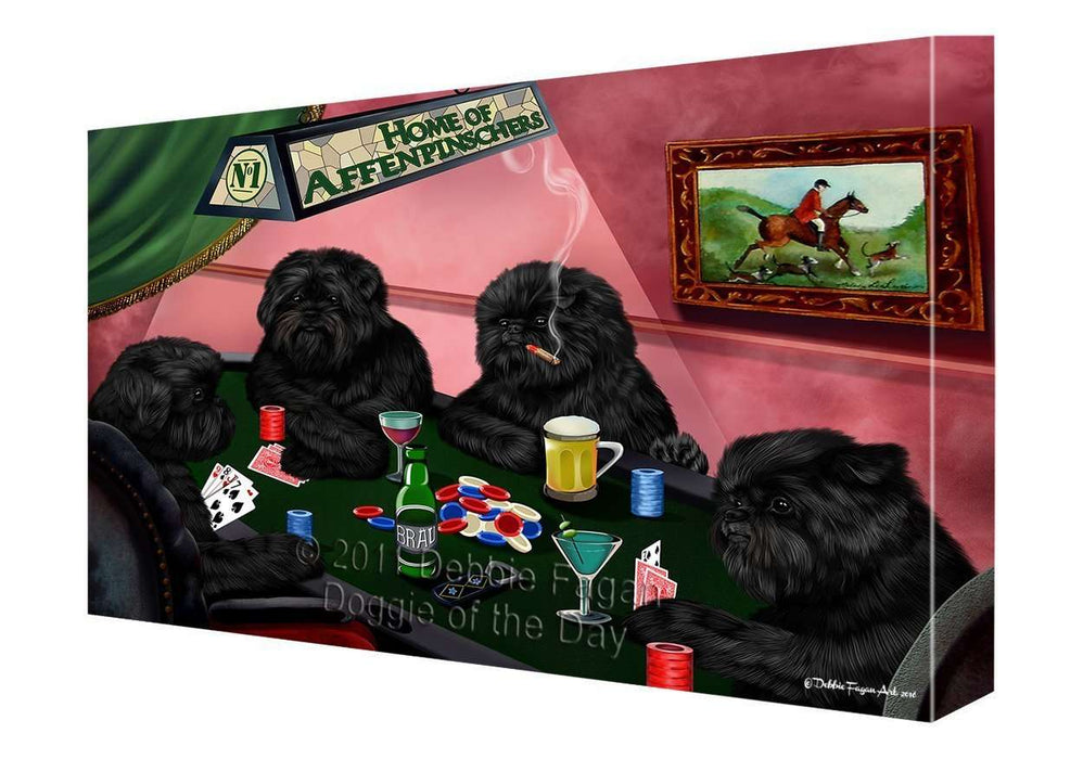 Home of Affenpinscher Dogs Playing Poker Canvas Gallery Wrap 1.5" Inch