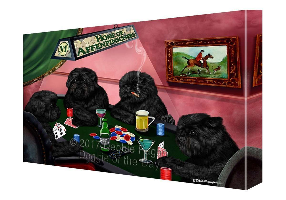 Home of Affenpinschers 4 Dogs Playing Poker Canvas Wall Art