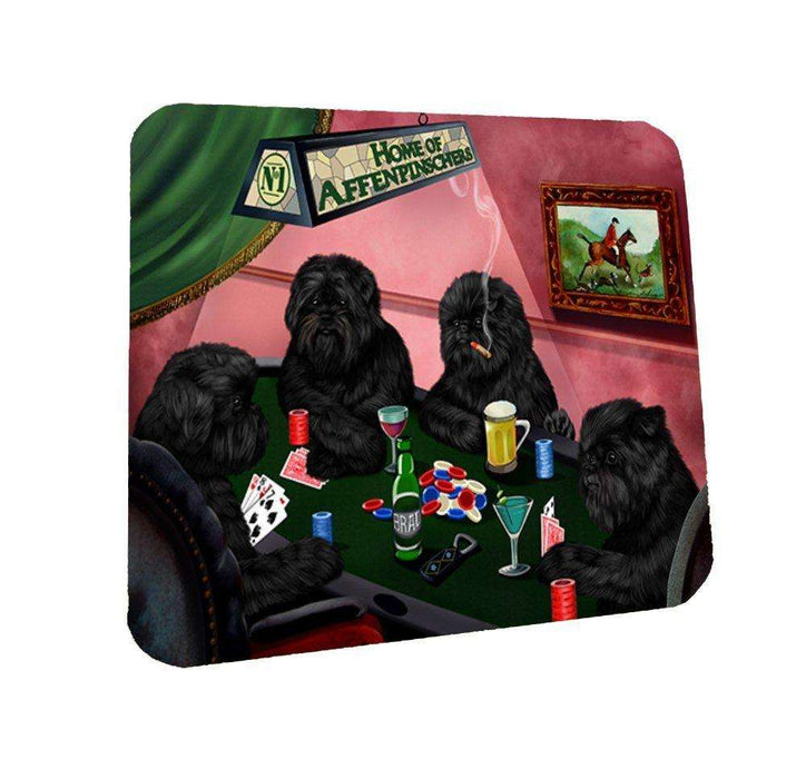 Home of Affenpinschers 4 Dogs Playing Poker Coasters Set of 4