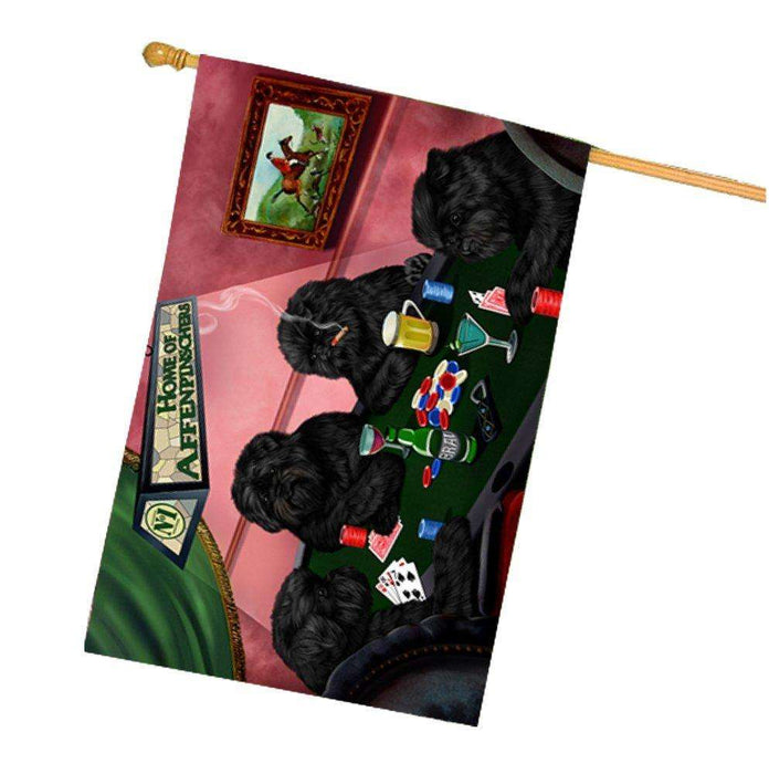 Home of Affenpinschers 4 Dogs Playing Poker House Flag
