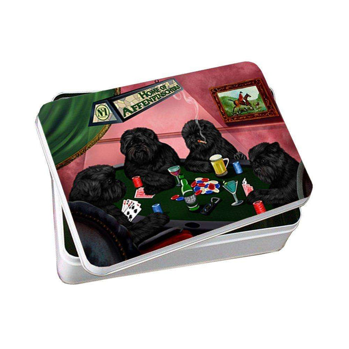 Home of Affenpinschers 4 Dogs Playing Poker Photo Storage Tin