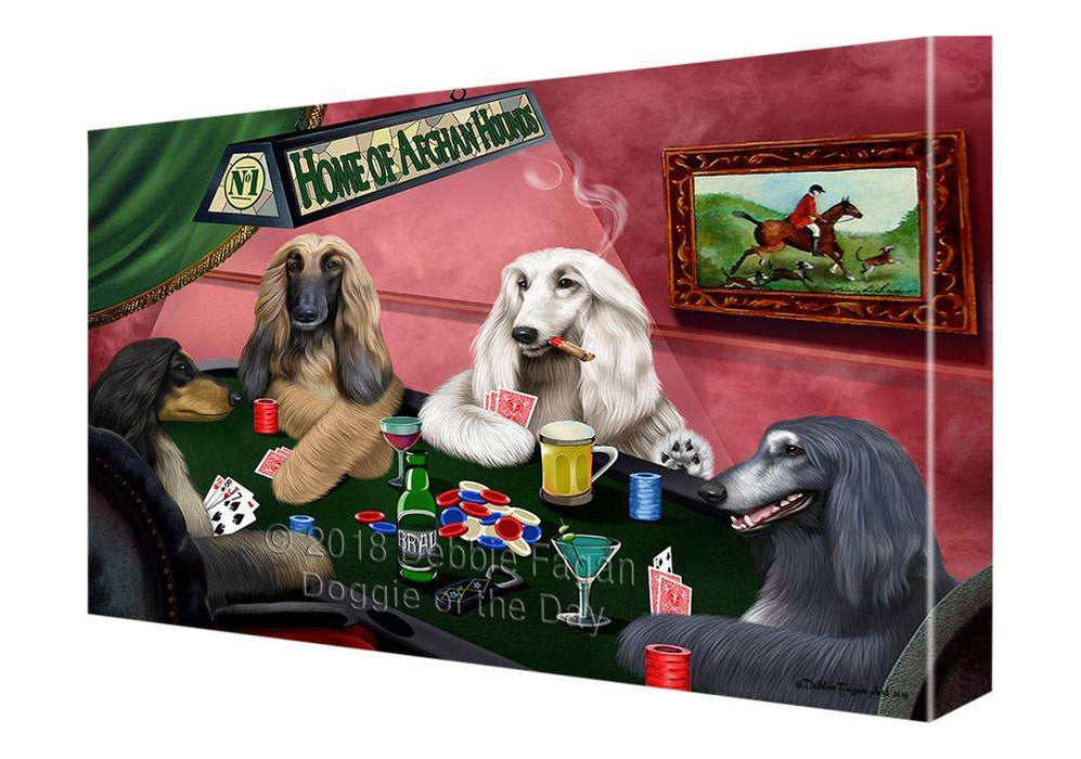 Home of Afghan Hound 4 Dogs Playing Poker Canvas Print Wall Art Décor CVS106937