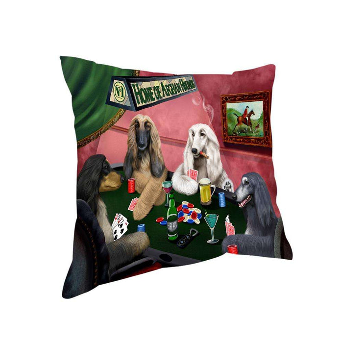 Home of Afghan Hound 4 Dogs Playing Poker Pillow PIL73996