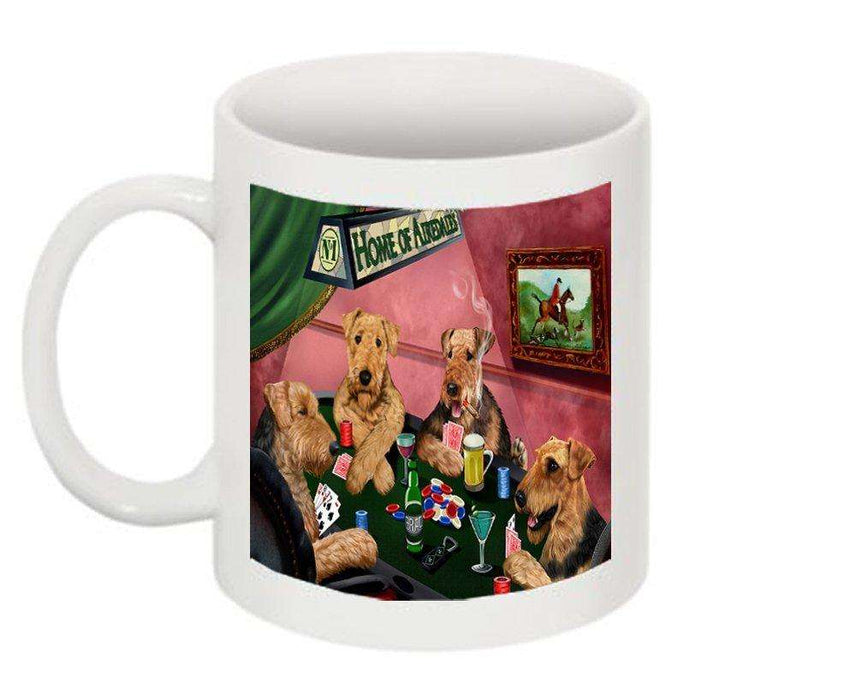 Home of Airedale 4 Dogs Playing Poker Mug