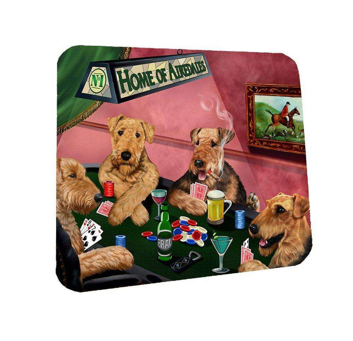 Home of Airedale Coasters 4 Dogs Playing Poker (Set of 4)