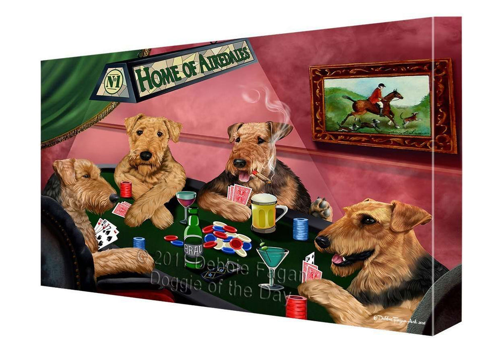 Home of Airedale Dogs Playing Poker Canvas Gallery Wrap 1.5" Inch