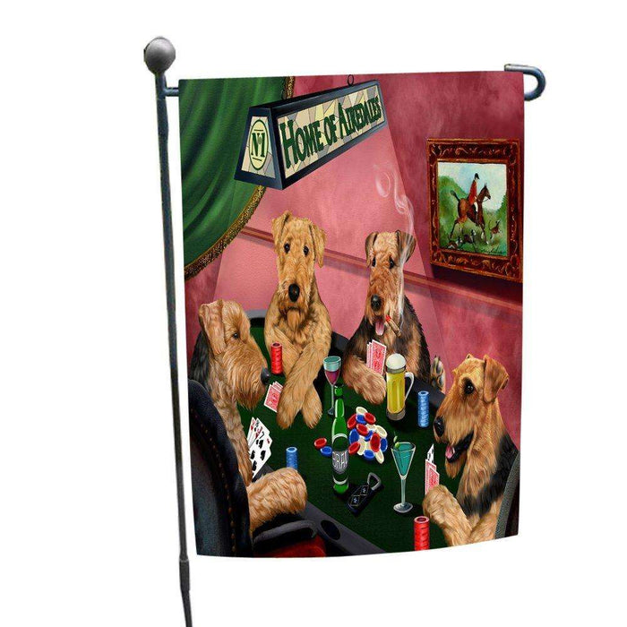 Home of Airedales 4 Dogs Playing Poker Garden Flag