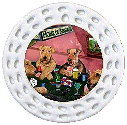Home of Airedales Christmas Holiday Ornament 4 Dogs Playing Poker