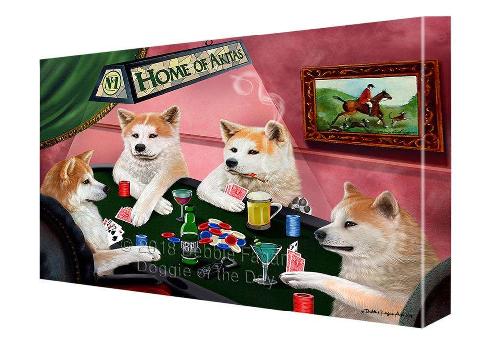 Home of Akita 4 Dogs Playing Poker Canvas Print Wall Art Décor CVS106946