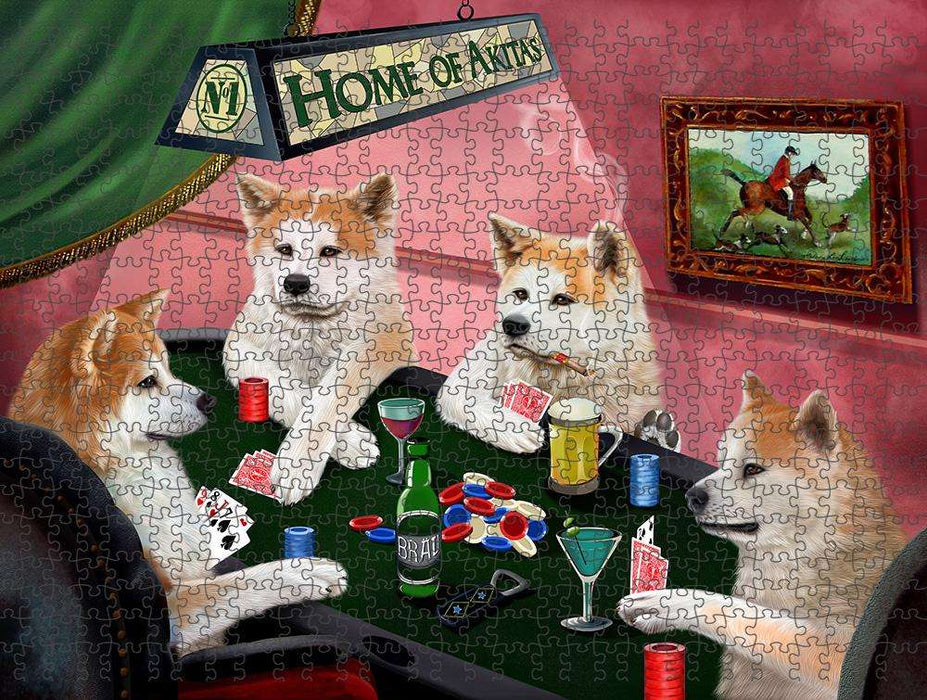 Home of Akita 4 Dogs Playing Poker Puzzle with Photo Tin PUZL84532