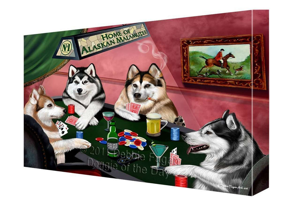 Home of Alaskan Malamute Dogs Playing Poker Canvas Gallery Wrap 1.5" Inch