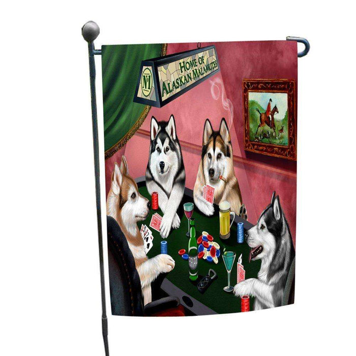 Home of Alaskan Malamutes 4 Dogs Playing Poker Garden Flag