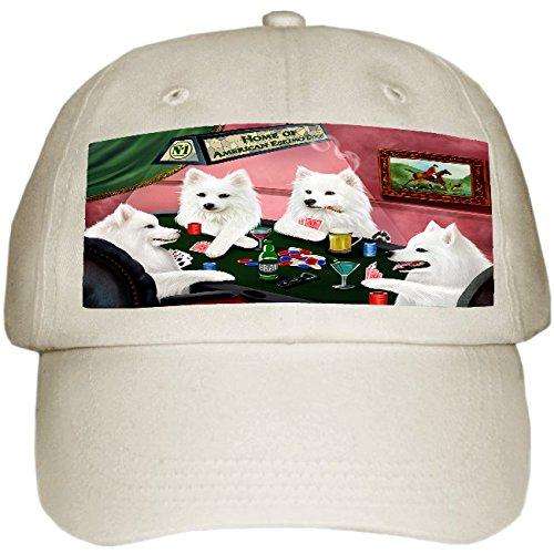 Home of American Eskimos 4 Dogs Playing Poker Hat Off White