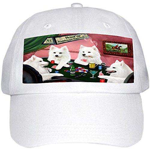Home of American Eskimos 4 Dogs Playing Poker Hat White
