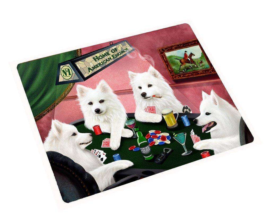 Home of American Eskimos 4 Dogs Playing Poker Large Tempered Cutting Board 15.74" x 11.8" x 5/32"