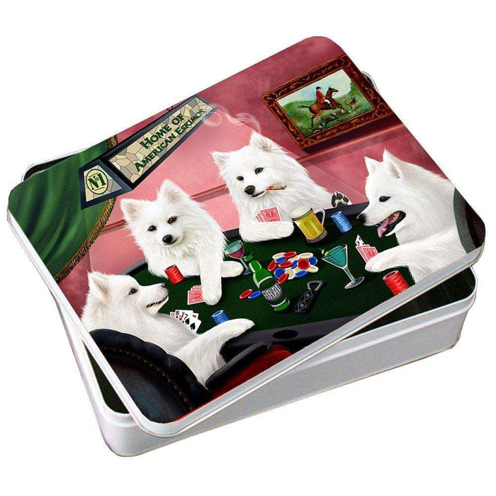 Home of American Eskimos 4 Dogs Playing Poker Photo Tin