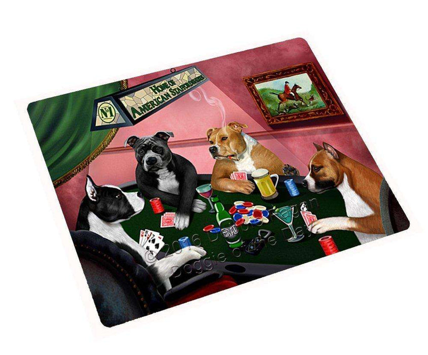 Home of American Staffordshire 4 Dogs Playing Poker Tempered Cutting Board
