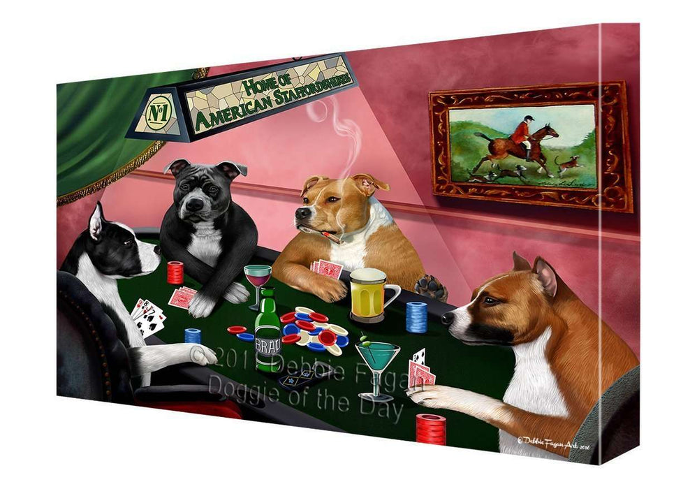 Home of American Staffordshire Dogs Playing Poker Canvas Gallery Wrap 1.5" Inch