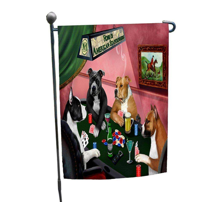 Home of American Staffordshires 4 Dogs Playing Poker Garden Flag
