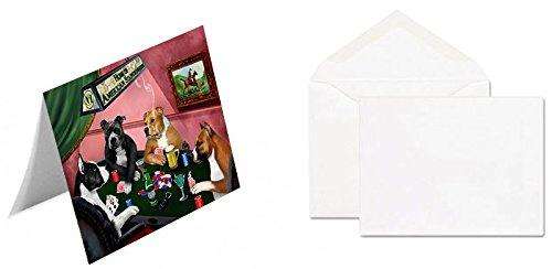 Home of American Staffordshires 4 Dogs Playing Poker Handmade Artwork Assorted Pets Greeting Cards and Note Cards with Envelopes for All Occasions and Holiday Seasons