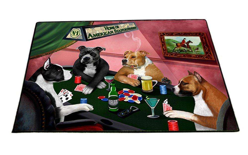 Home of American Staffordshires 4 Dogs Playing Poker Indoor/Outdoor Floormat