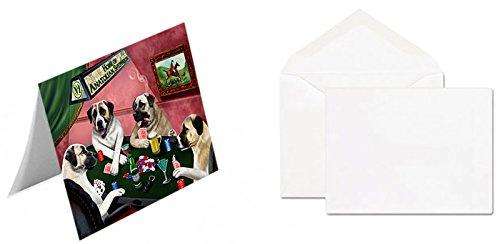 Home of Anatolian Shepherds 4 Dogs Playing Poker Handmade Artwork Assorted Pets Greeting Cards and Note Cards with Envelopes for All Occasions and Holiday Seasons