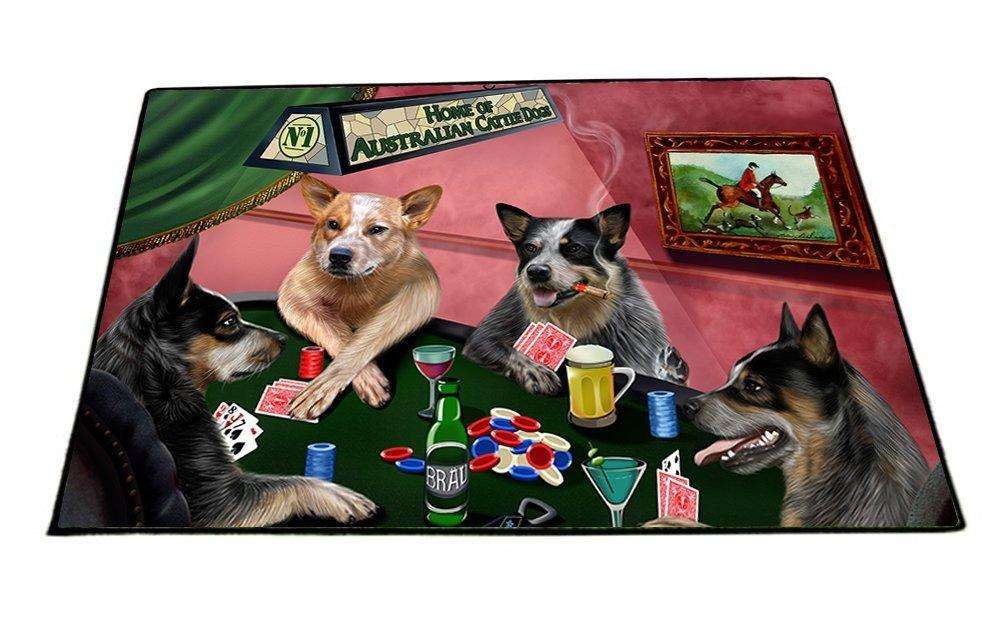 Home of Australian Cattle Dog 4 Dogs Playing Poker Floormat 18" x 24"