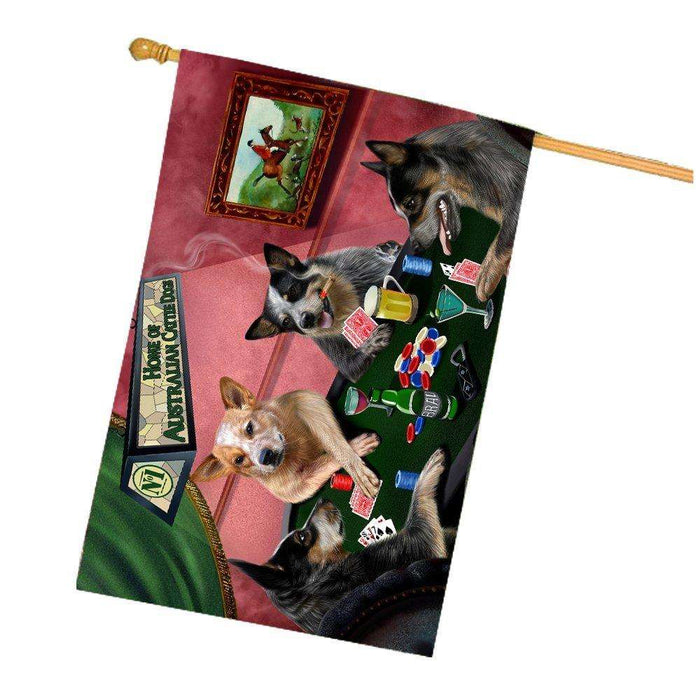 Home of Australian Cattle Dog 4 Dogs Playing Poker House Flag