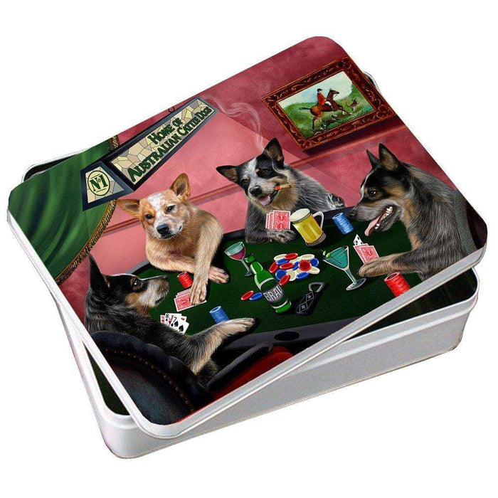 Home of Australian Cattle Dog 4 Dogs Playing Poker Photo Tin