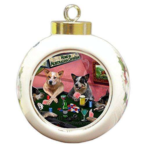 Home of Australian Cattle Dog Christmas Holiday Ornament 4 Dogs Playing Poker