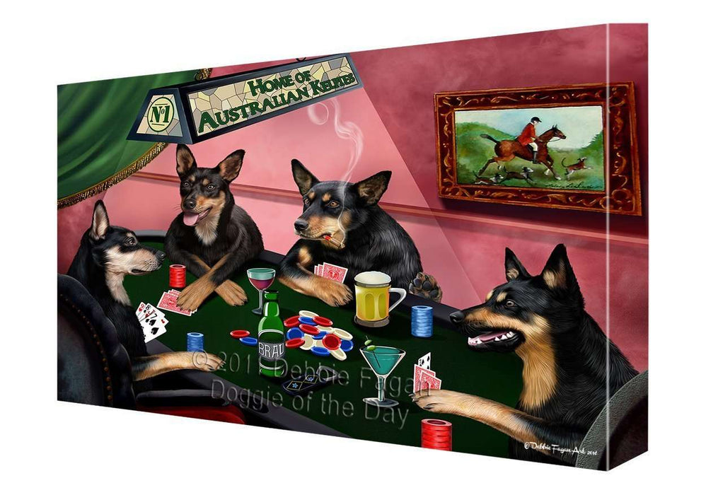 Home of Australian Kelpie Dogs Playing Poker Canvas Gallery Wrap 1.5" Inch