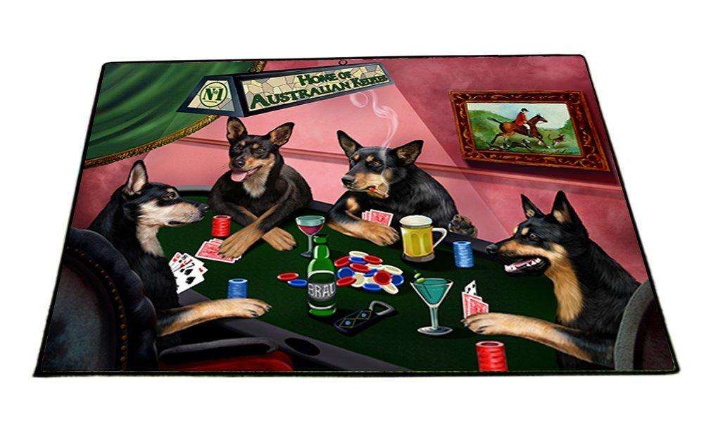 Home of Australian Kelpies 4 Dogs Playing Poker Indoor/Outdoor Floormat