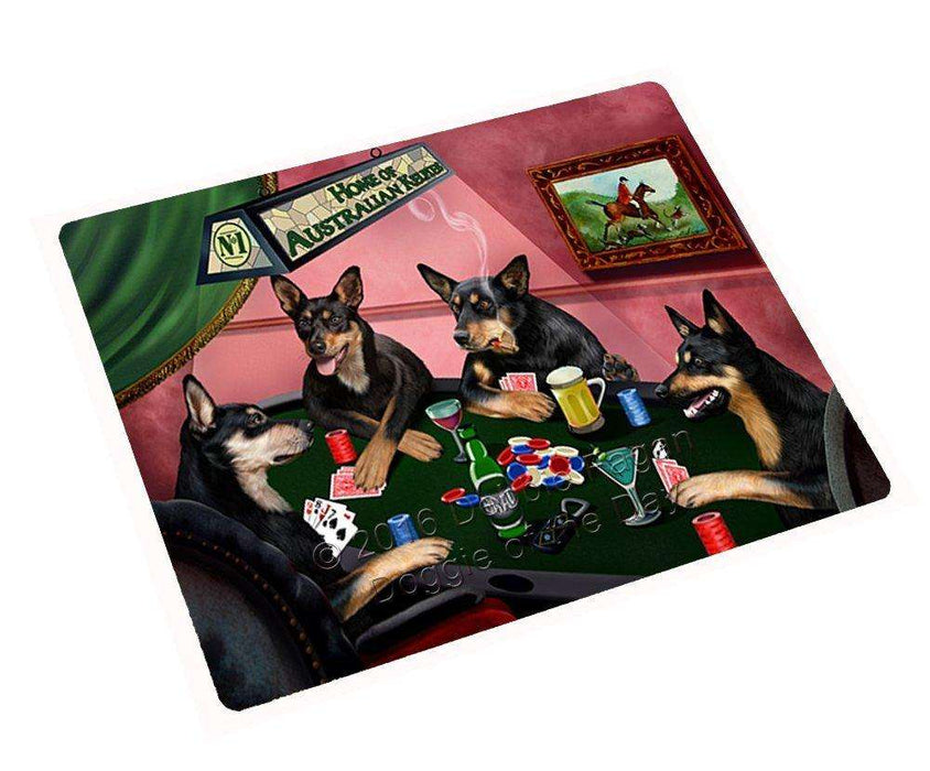 Home of Australian Kelpies 4 Dogs Playing Poker Tempered Cutting Board