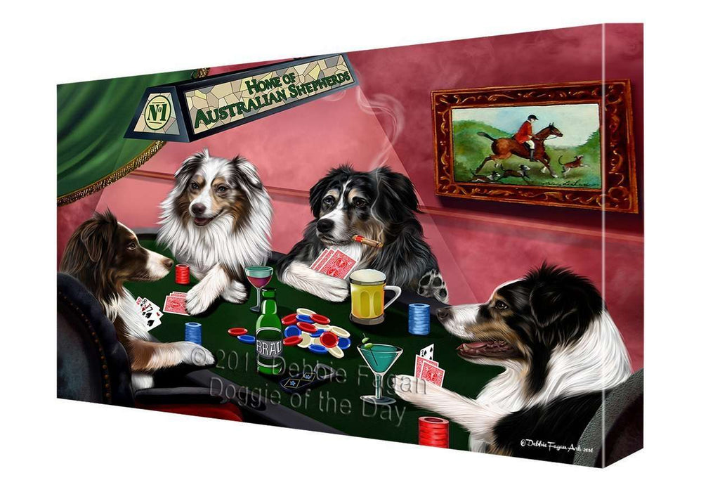 Home of Australian Shepherd Dogs Playing Poker Canvas Gallery Wrap 1.5" Inch