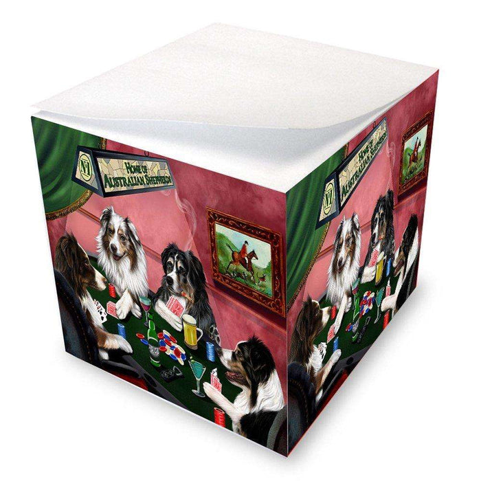 Home of Australian Shepherds 4 Dogs Playing Poker Note Cube