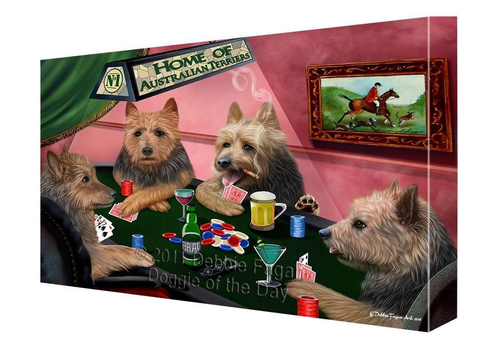 Home of Australian Terrier Dogs Playing Poker Canvas Gallery Wrap 1.5" Inch