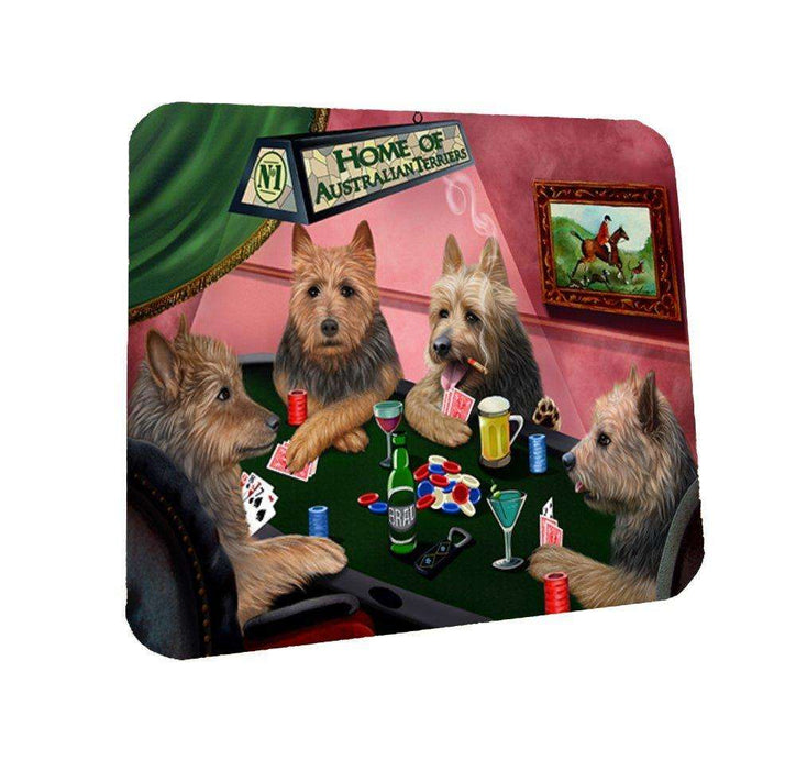 Home of Australian Terriers 4 Dogs Playing Poker Coasters Set of 4