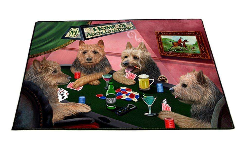 Home of Australian Terriers 4 Dogs Playing Poker Indoor/Outdoor Floormat