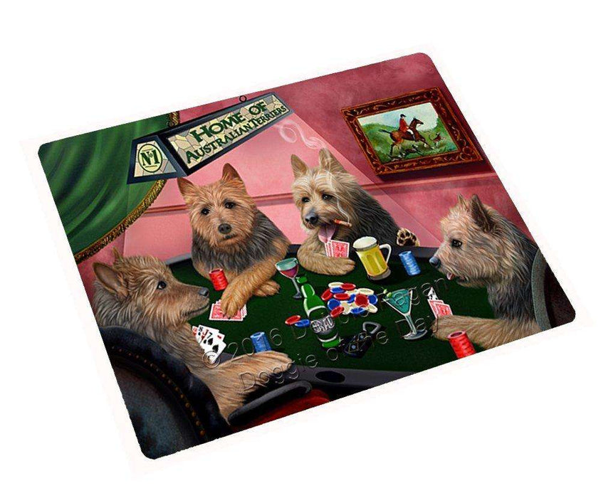 Home of Australian Terriers 4 Dogs Playing Poker Tempered Cutting Board