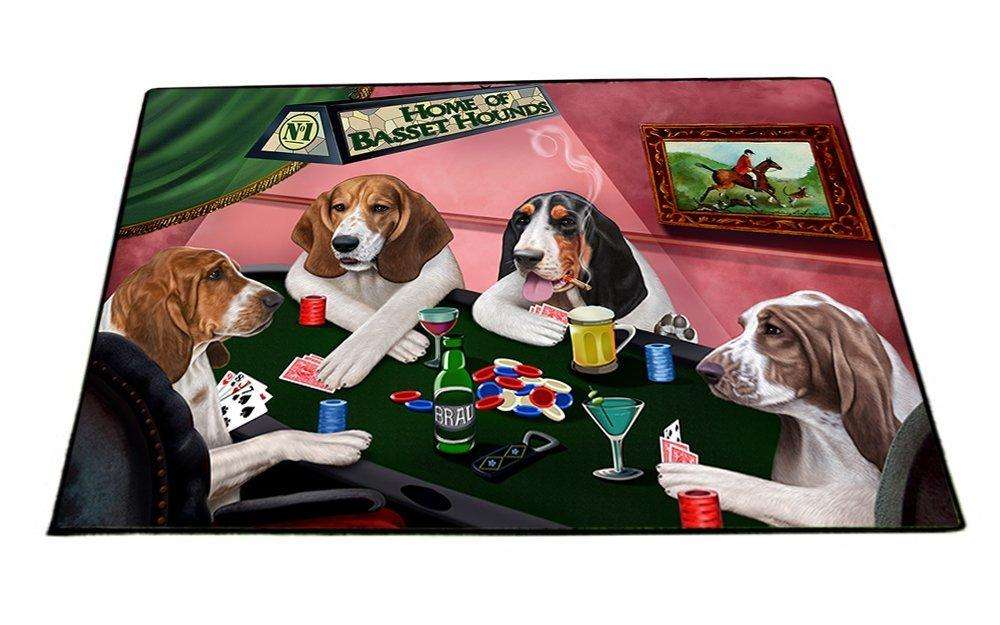 Home of Basset Hounds 4 Dogs Playing Poker Indoor/Outdoor Floormat