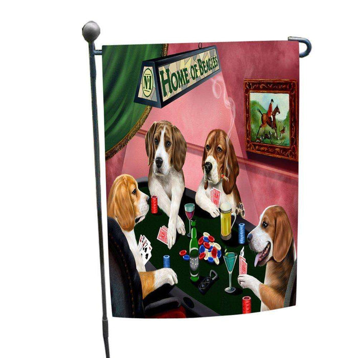 Home of Beagles 4 Dogs Playing Poker Garden Flag