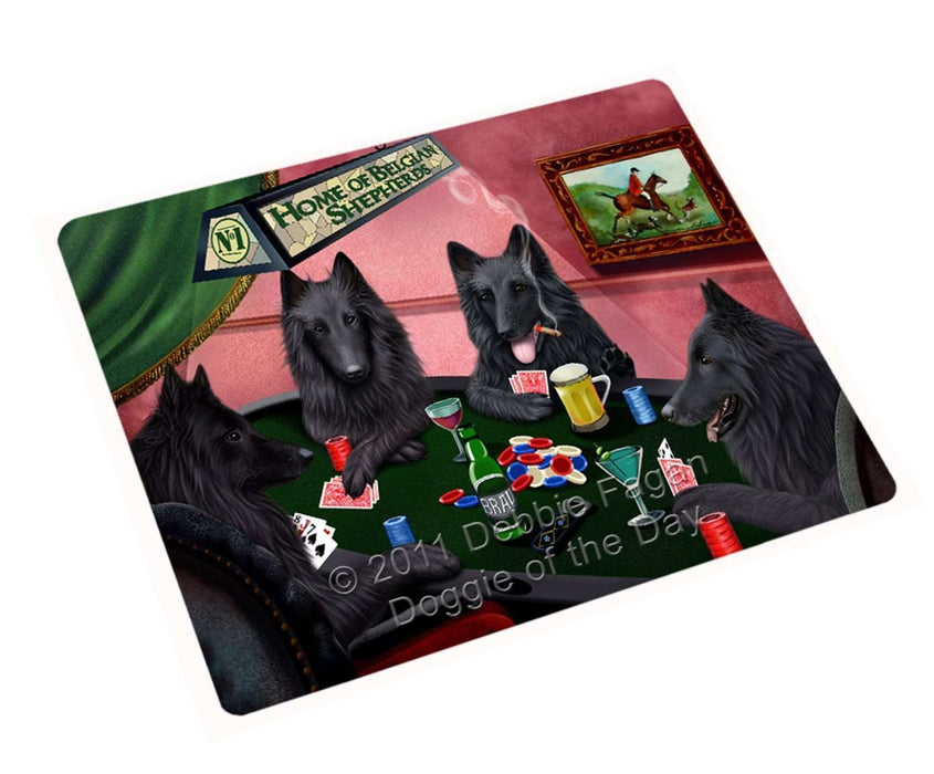 Home of Belgian Shepherd 4 Dogs Playing Poker Tempered Cutting Board