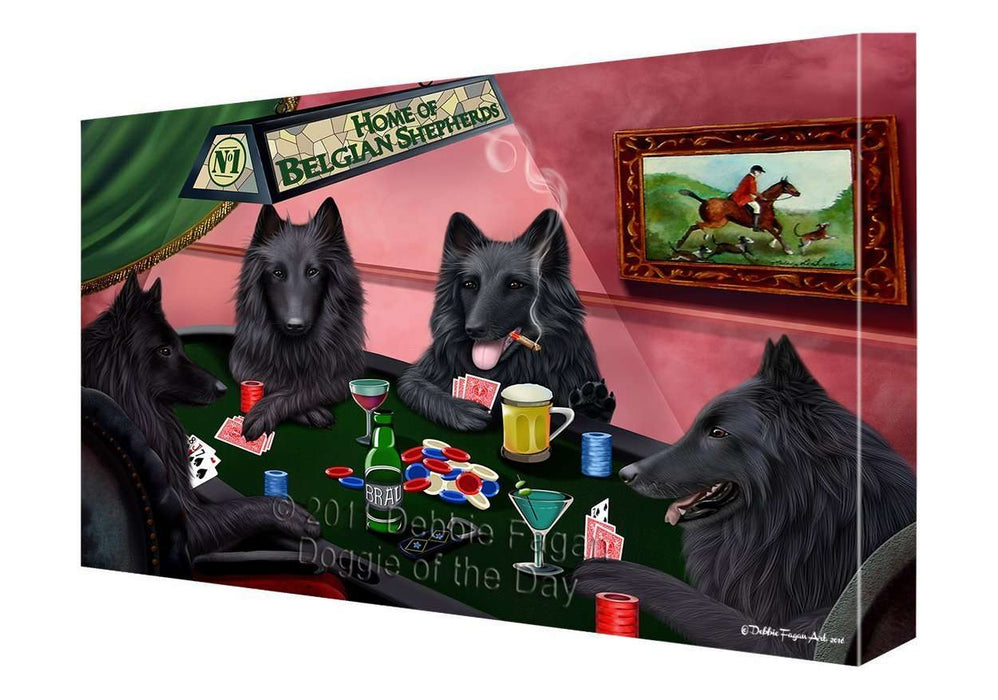 Home of Belgian Shepherd Dogs Playing Poker Canvas Gallery Wrap 1.5" Inch