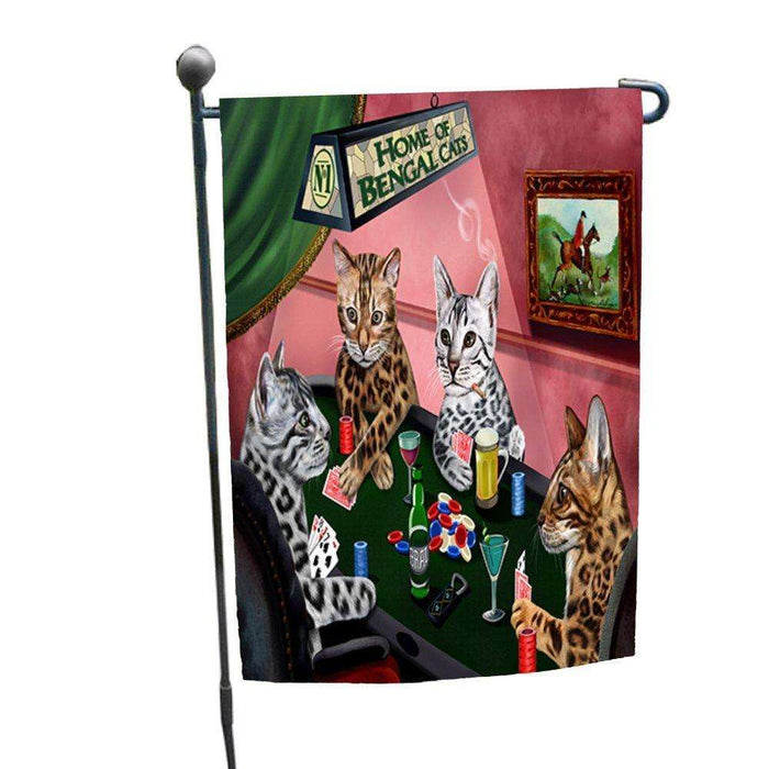 Home of Bengal 4 Cats Playing Poker Garden Flag