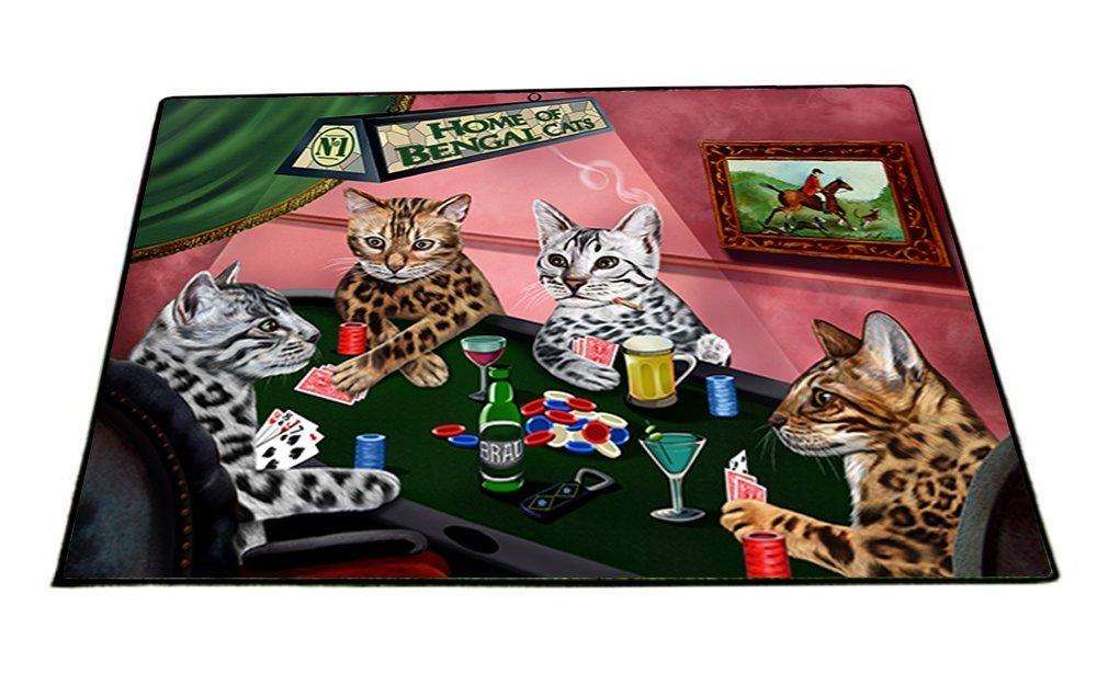 Home of Bengal 4 Cats Playing Poker Indoor/Outdoor Floormat